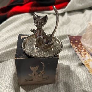 Silverplated Zinc Alloy, Cat Ring holder made in Hong Kong